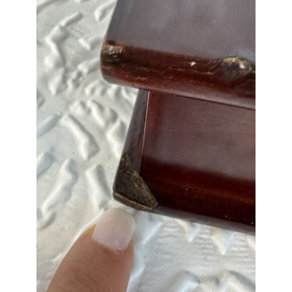 Vintage Bombay Company Wood Sloped Hinged Lid Desk Organizer Keepsakes Box - Picture 7 of 13